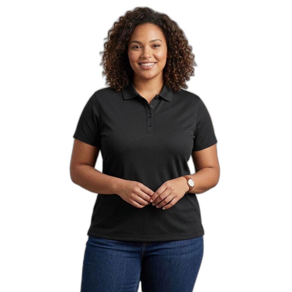 Liz Claiborne Plus Size Black Short Sleeve Polo Shirt Career Workwear Top